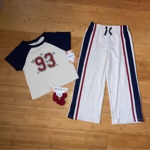 NWT Girls Size 6 BearPaw Lounge Outfit - Tee Top & Wide Leg Pants